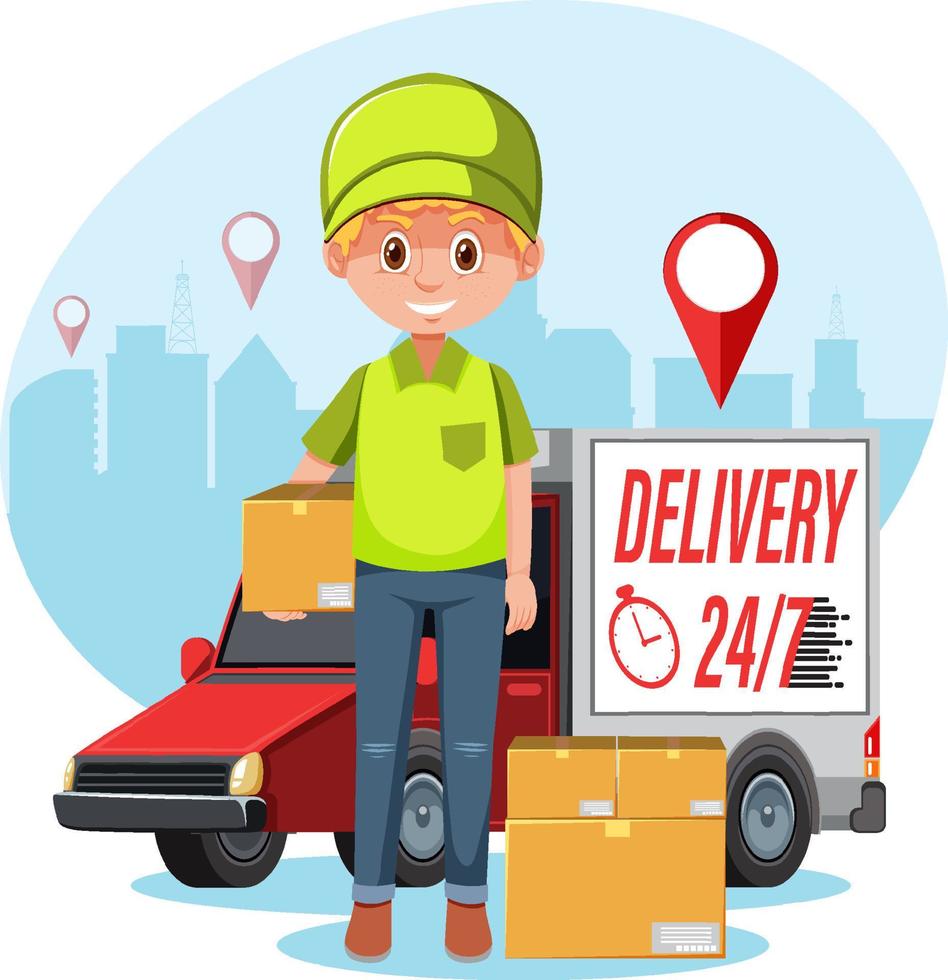 Courier holding a package cartoon character vector