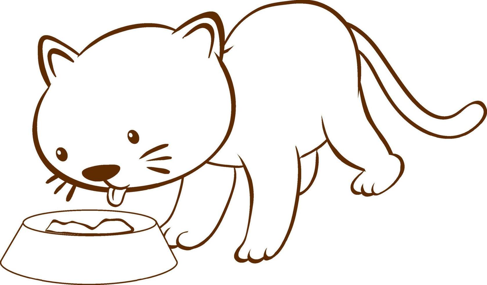 Cat in doodle simple style on white background vector