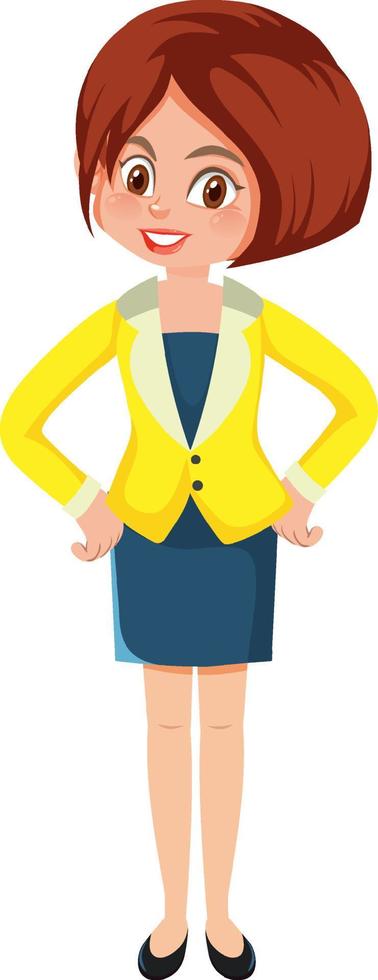 A secretary cartoon character on white background vector