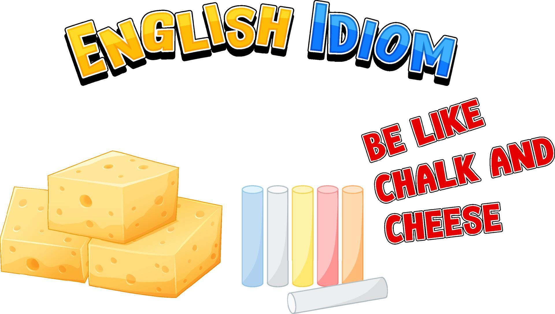 English idiom with be like chalk and cheese 5334674 Vector Art at Vecteezy