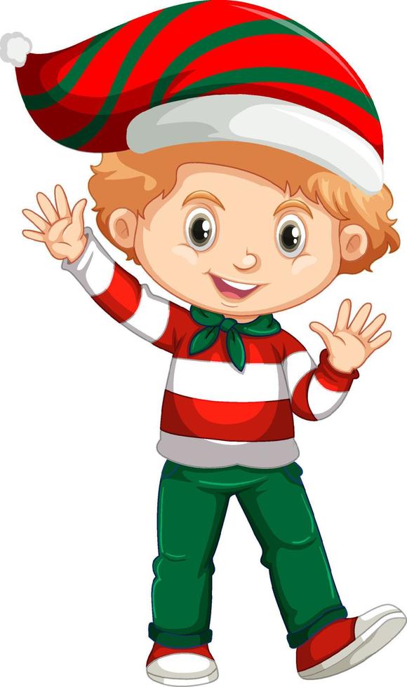 Cute boy in Christmas costume cartoon character vector