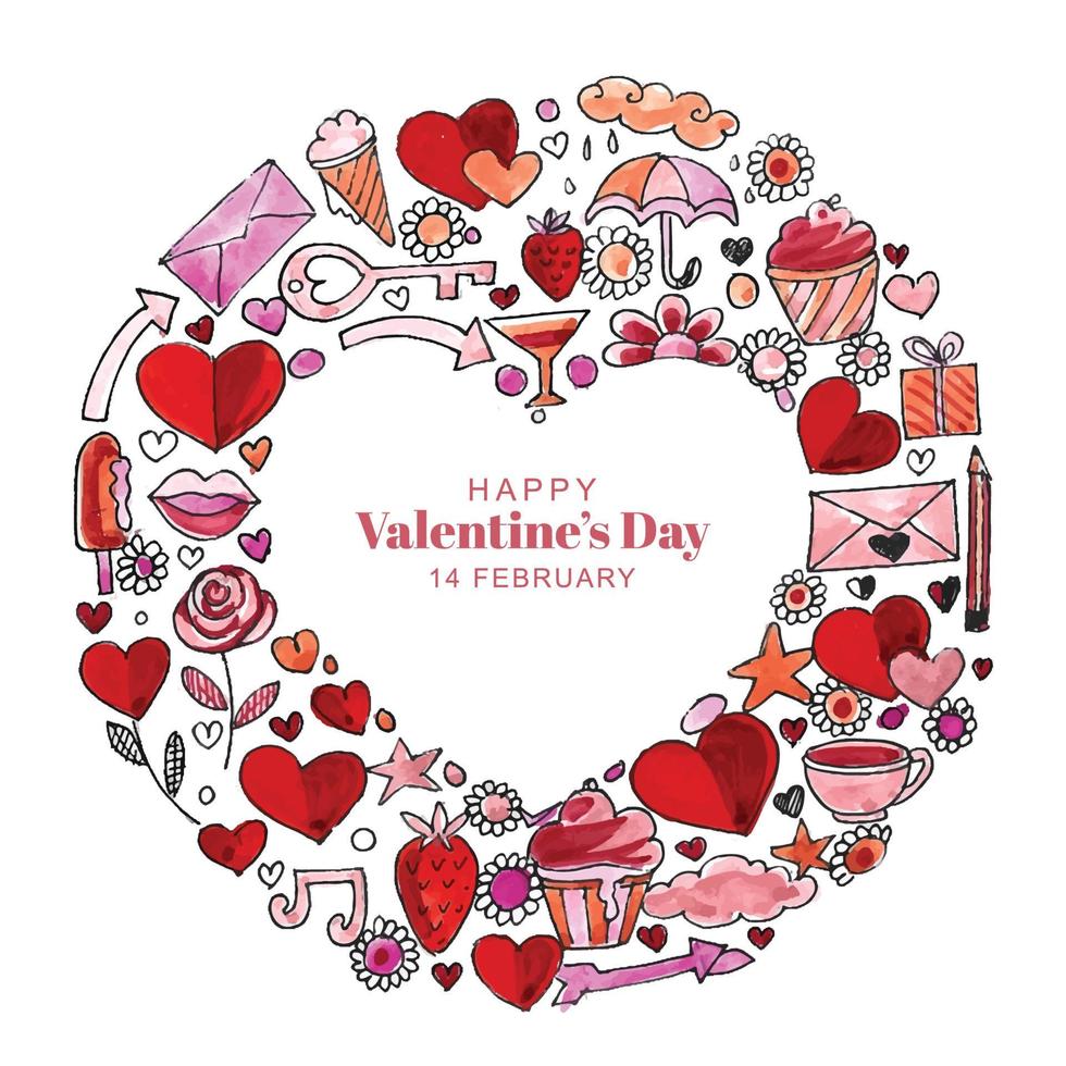 diseño de tarjeta de felicitación del día de san valentín de corazones decorativos vector