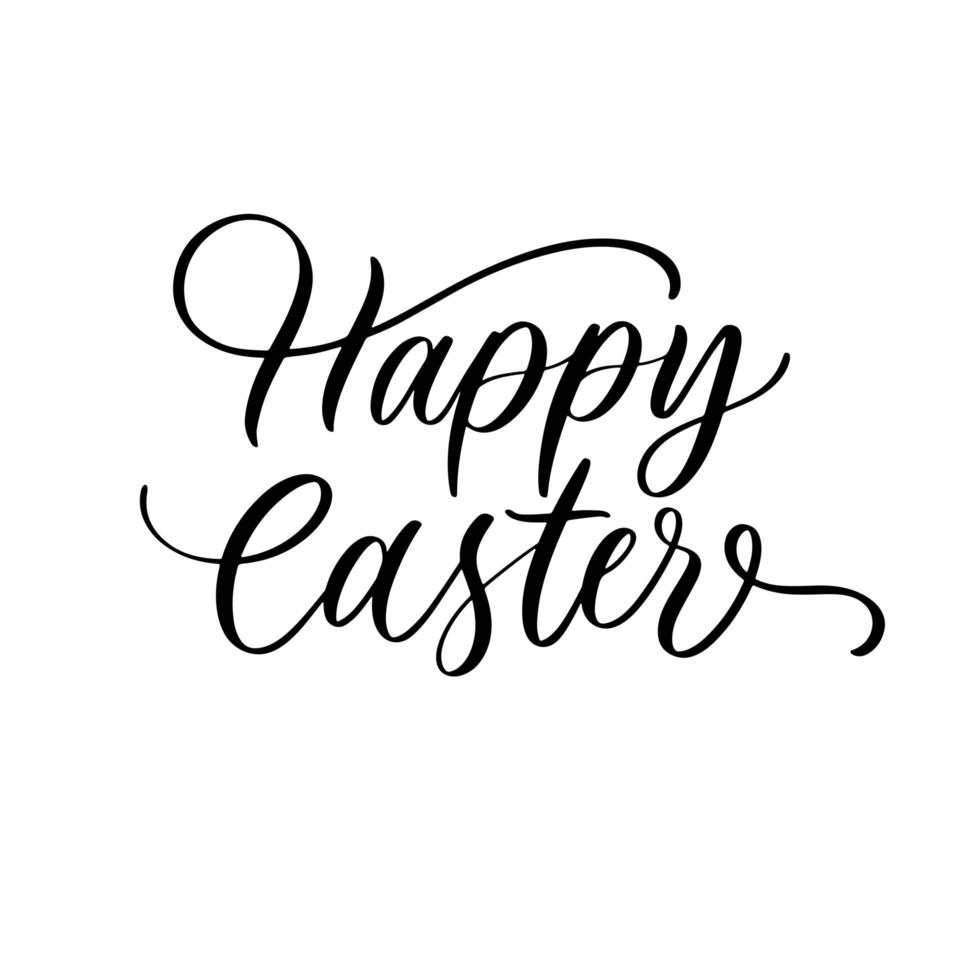 Happy Easter. black linear lettering with swooshes.Design for holiday greeting card and invitation of the happy Easter day. vector