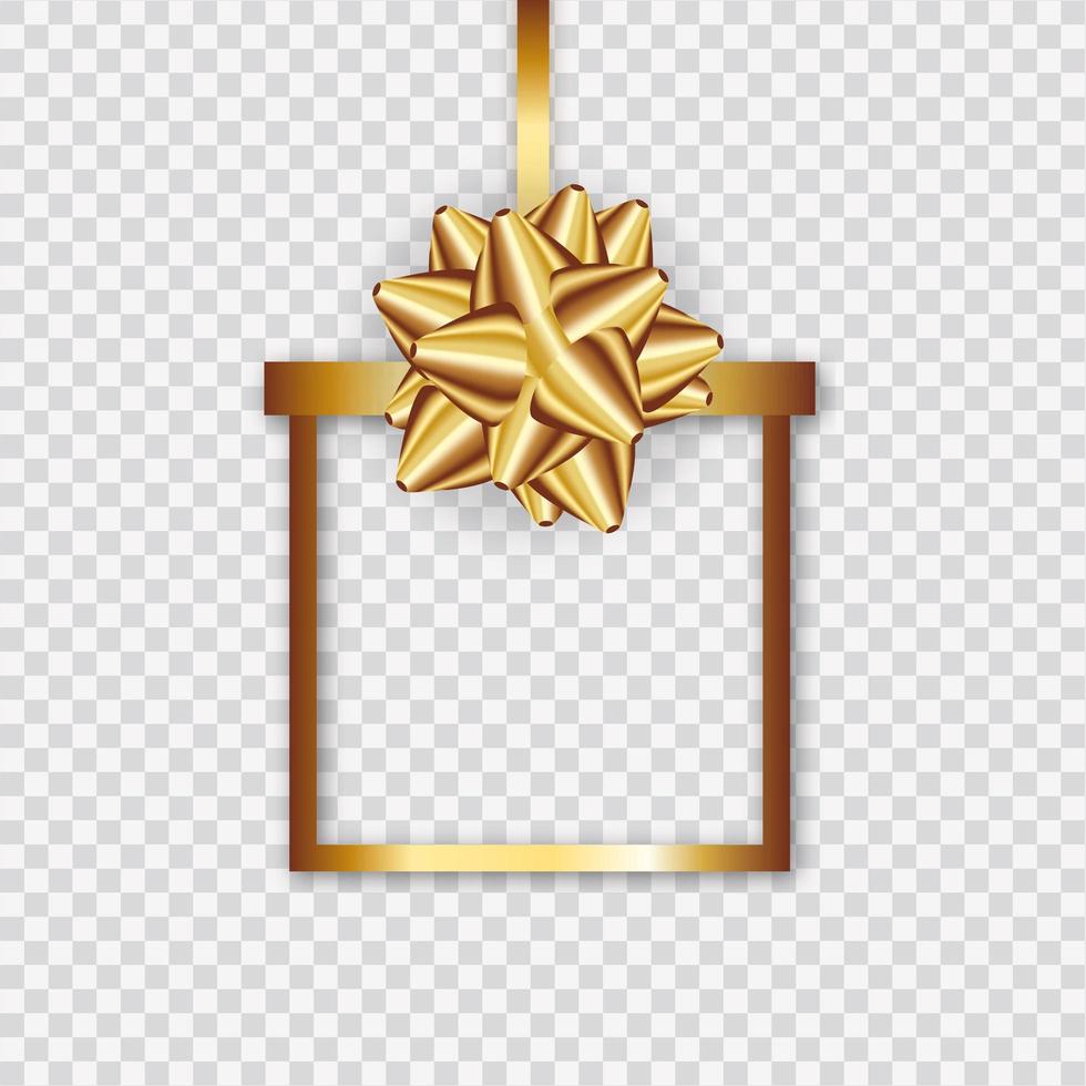 Realistic gold bow and ribbon isolated on transparent background. vector