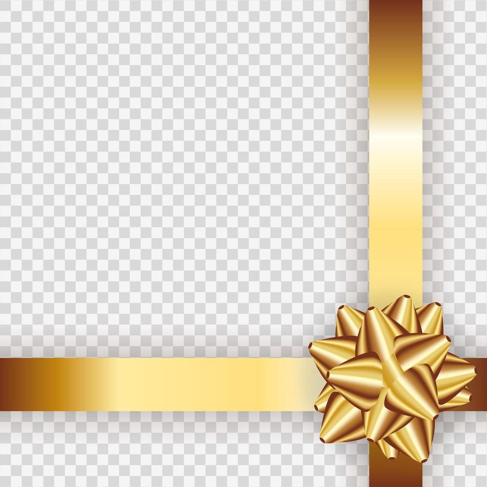 Realistic gold bow and ribbon isolated on transparent background. vector