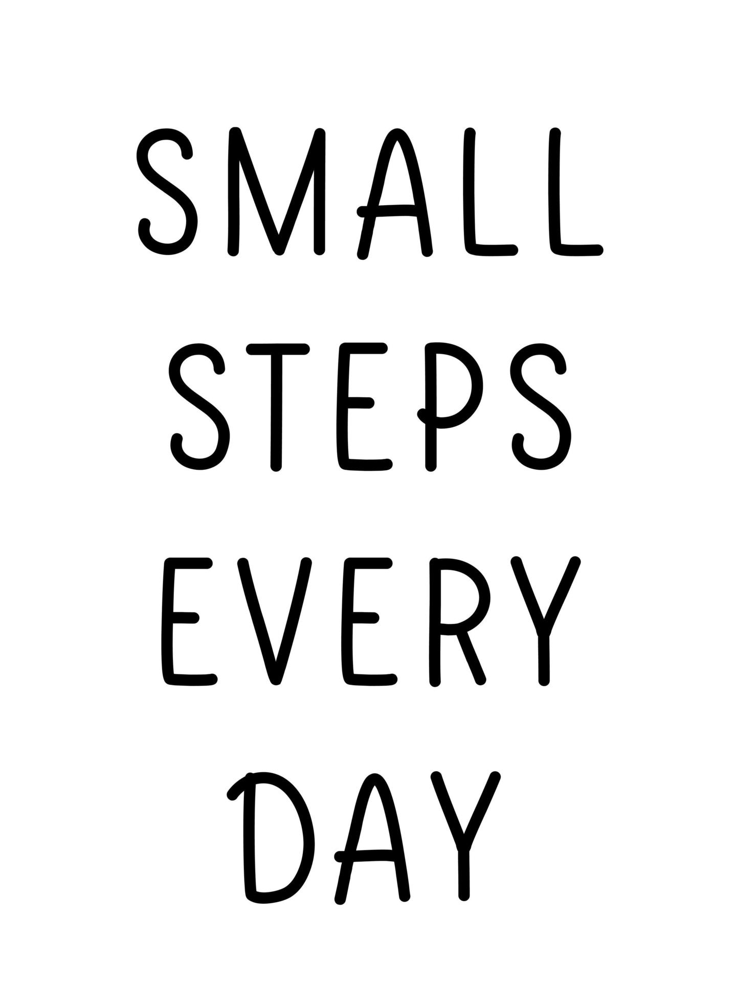 Small steps every day. Lettering motivational quote for poster, t shirt
