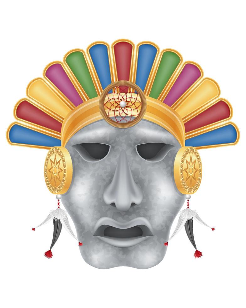 máscara ritual antigua maya ilustración vectorial aislada en fondo blanco vector