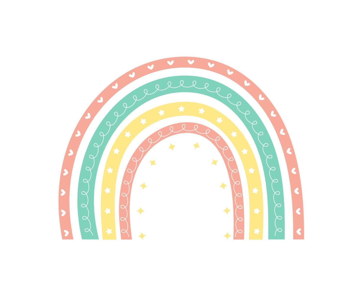 scandinavian rainbow cute greeting card elements isolated on a white background vector