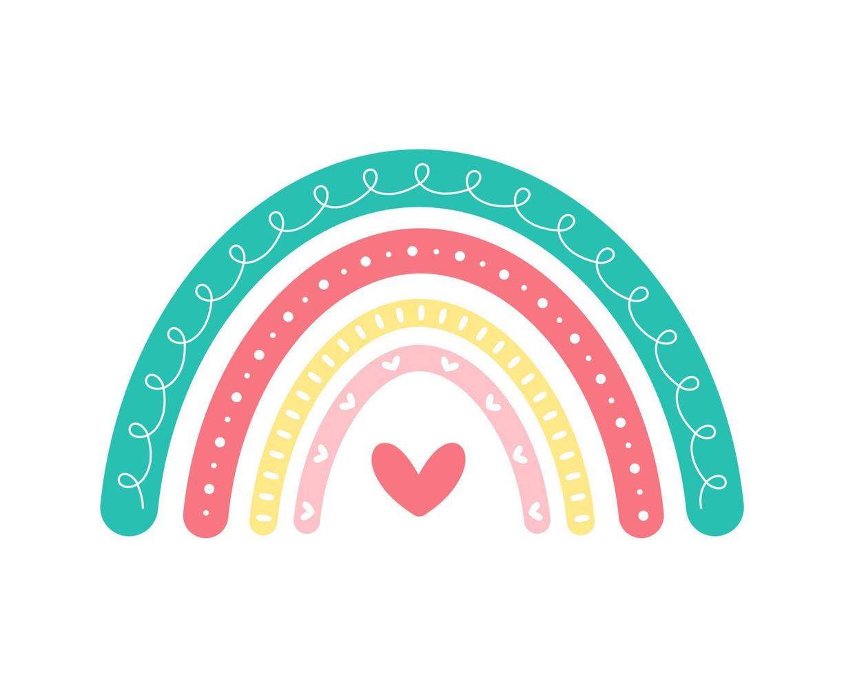 scandinavian rainbow cute greeting card elements isolated on a white background vector