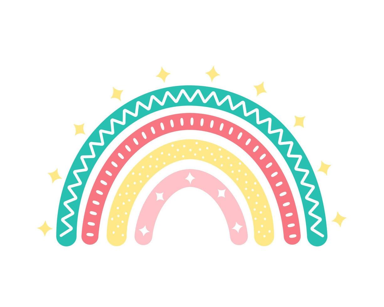 scandinavian rainbow cute greeting card elements isolated on a white background vector