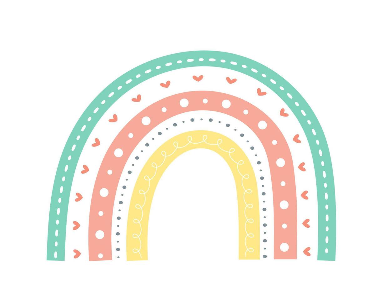 scandinavian rainbow cute greeting card elements isolated on a white background vector
