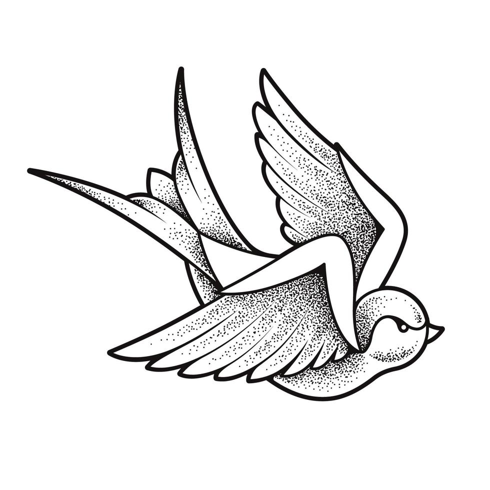 tatuaje de la vieja escuela pájaro golondrina vector