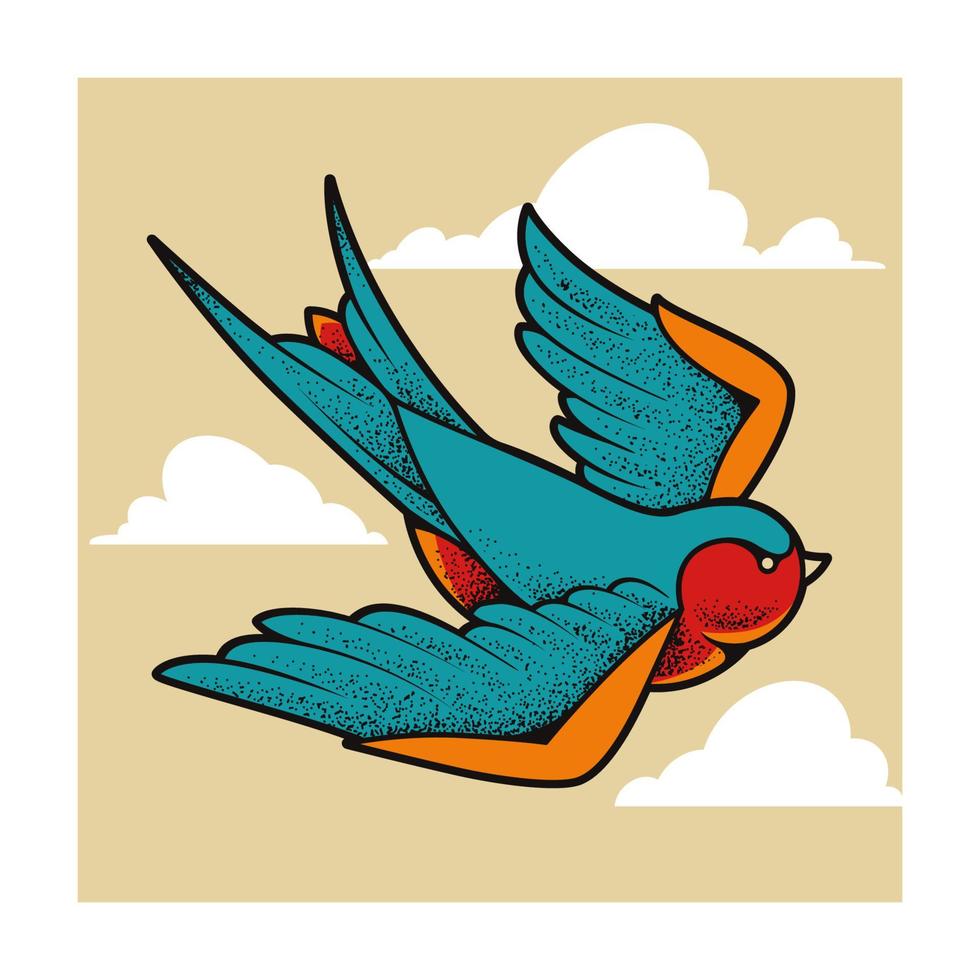 Old School Tattoo Swallow Bird vector