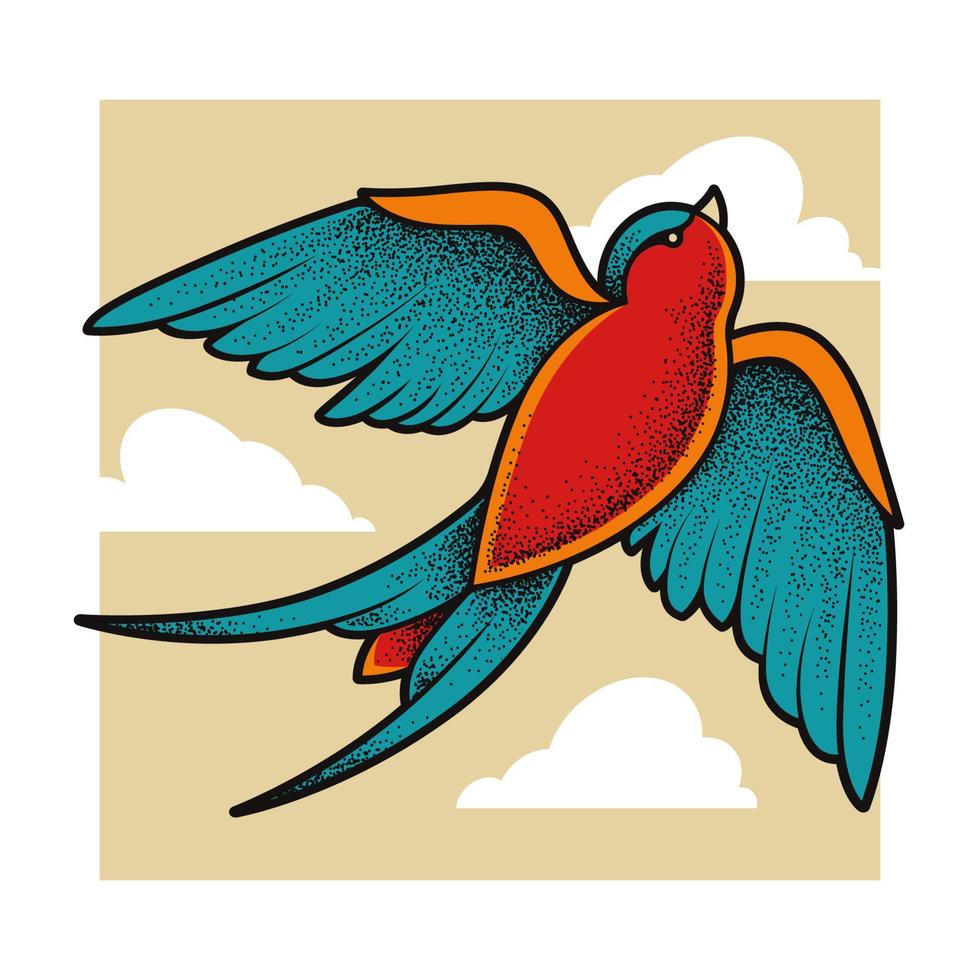 Old School Tattoo Swallow Bird vector