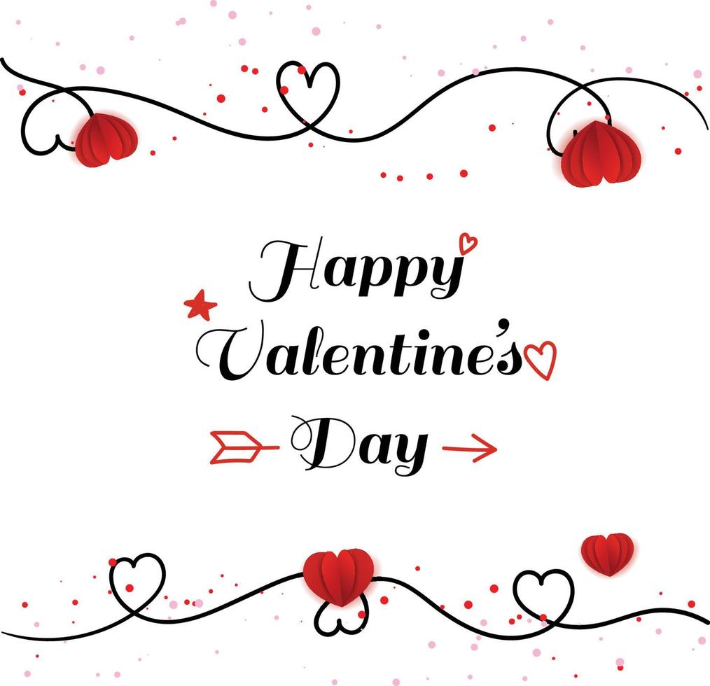 Lined Valentines day with hearts and scribbles vector