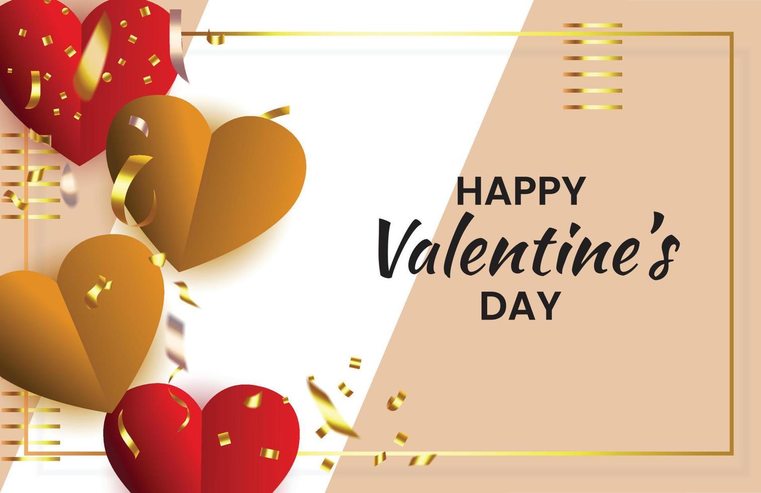 Golden Valentine's Day Background With Glitters vector