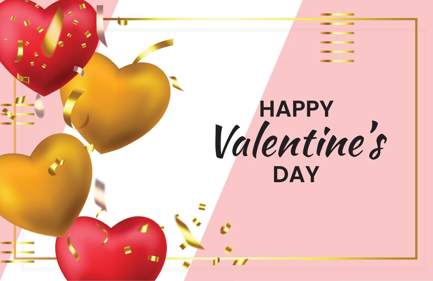 Golden And Pink Valentine's Background With Glitter vector