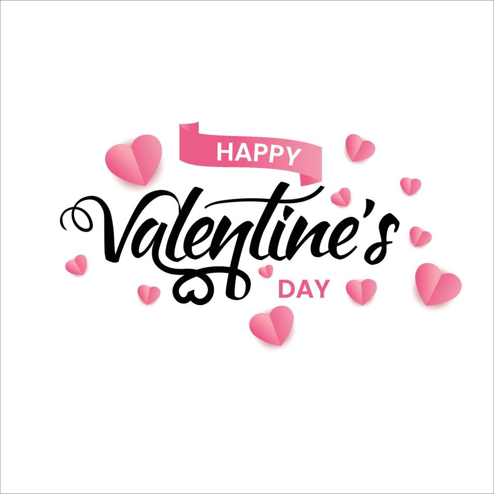 Valentines day stylised text with pink heart on white background vector