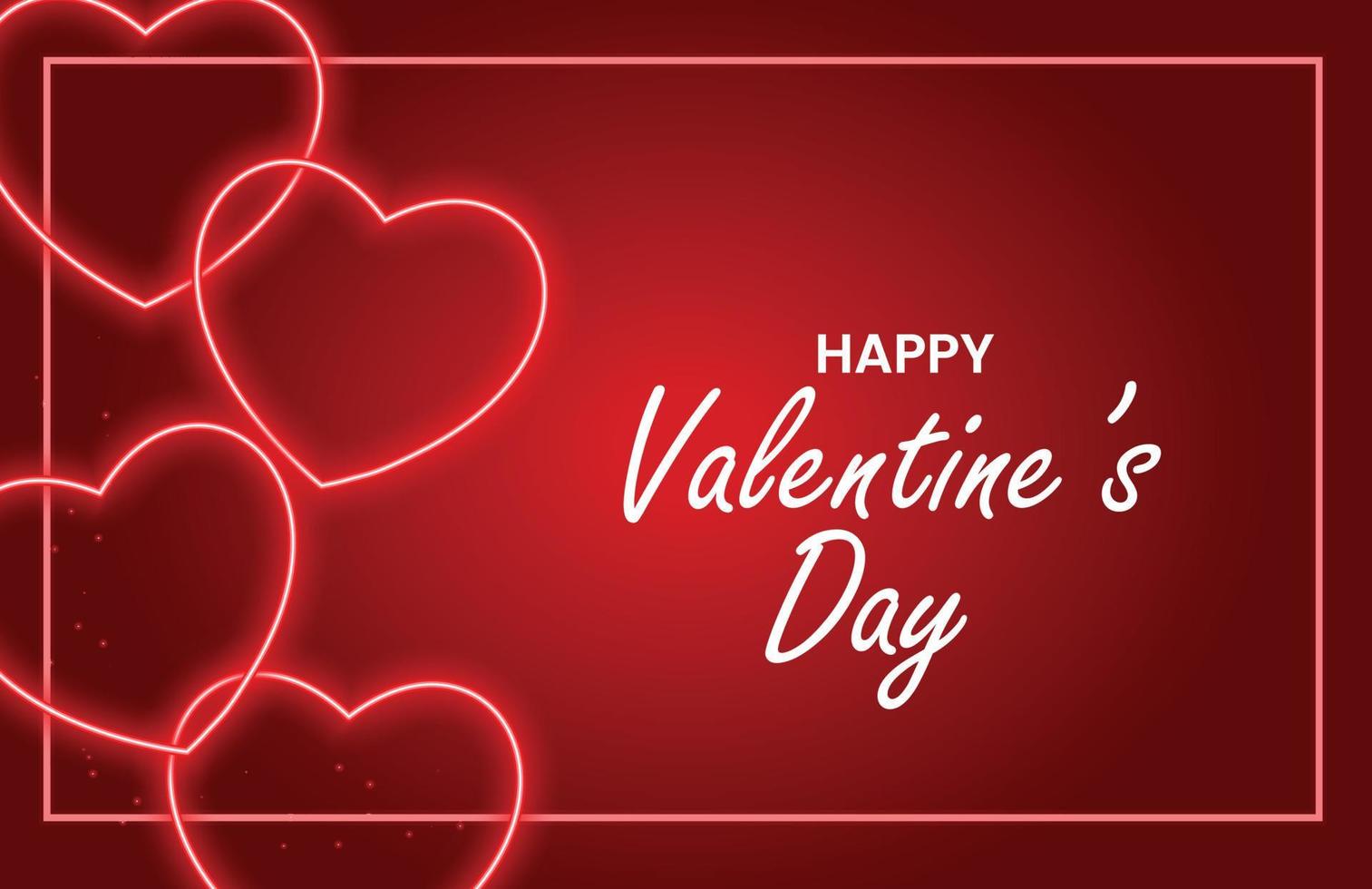 Valentines day greetings in neon style with four hearts vector