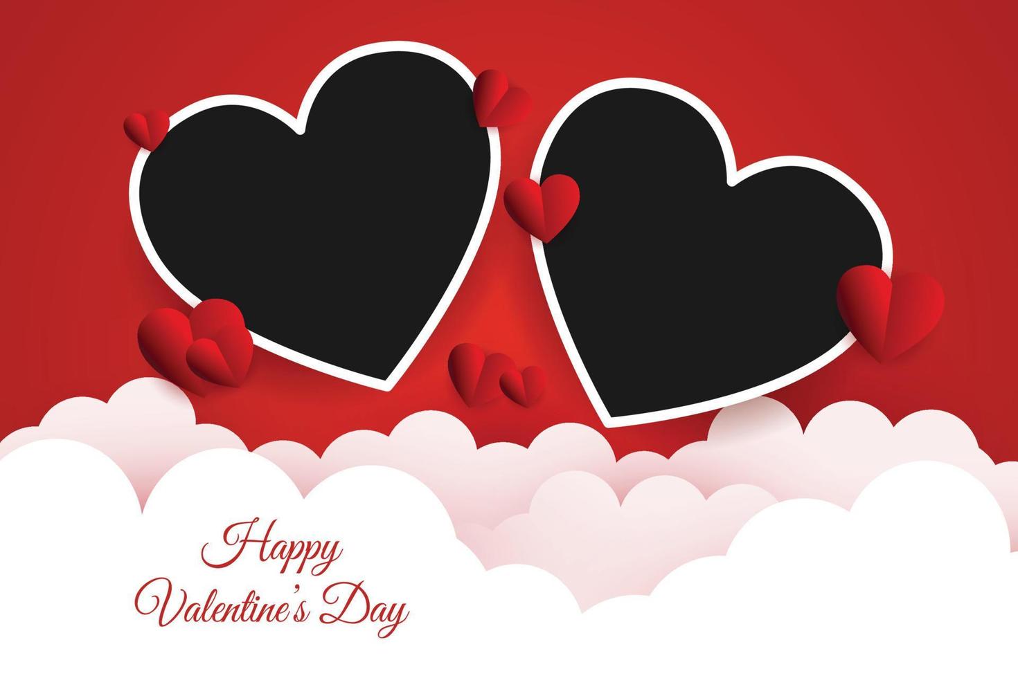 Valentines day celebration with heart and text and photo holder vector