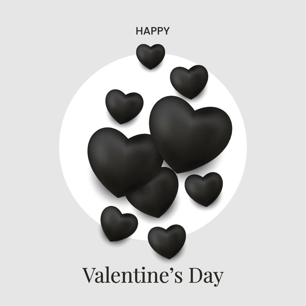 realista día de san valentín lindo negro amor corazones decorativos.eps vector