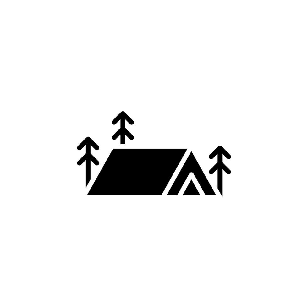 campamento, tienda, camping, icono sólido de viaje, vector, ilustración, plantilla de logotipo. adecuado para muchos propósitos. vector