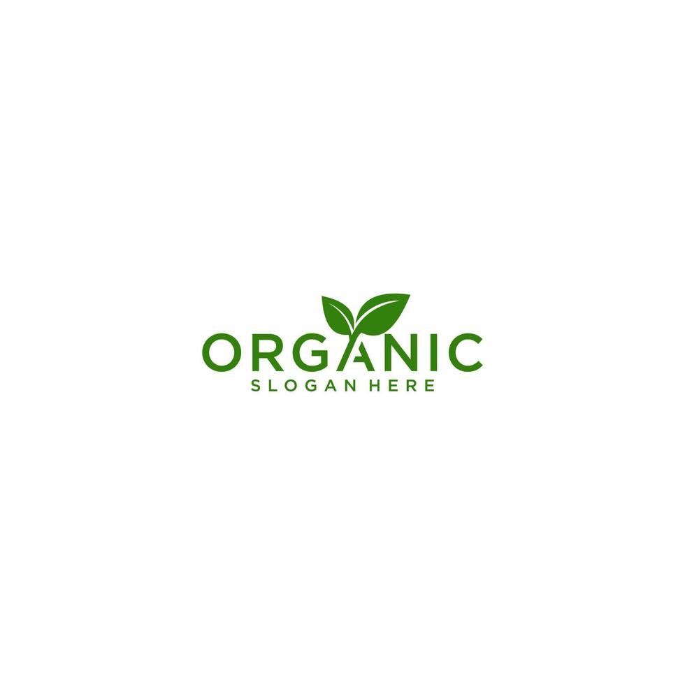 logo para productos orgánicos con hojas que reflejan orgánico y natural vector