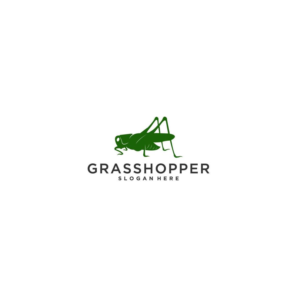 cute grasshopper illustration logo on white background vector