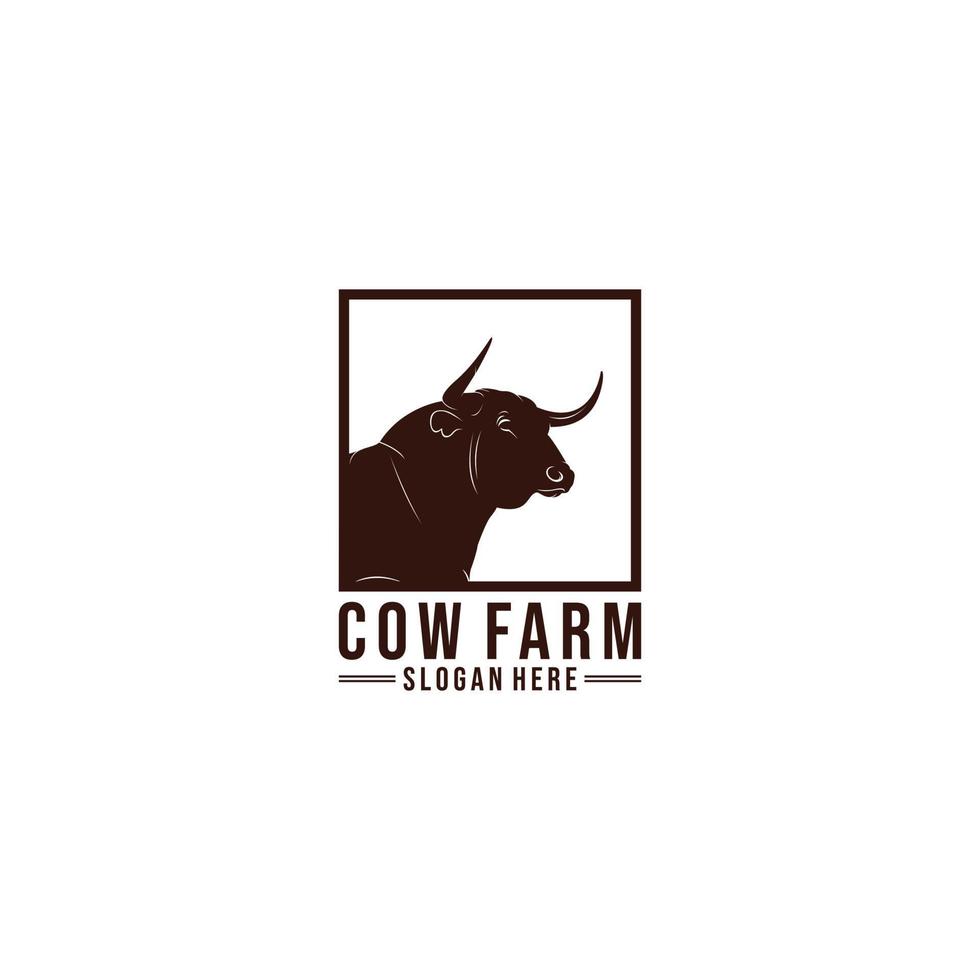 cattle farm logo template vector in white background