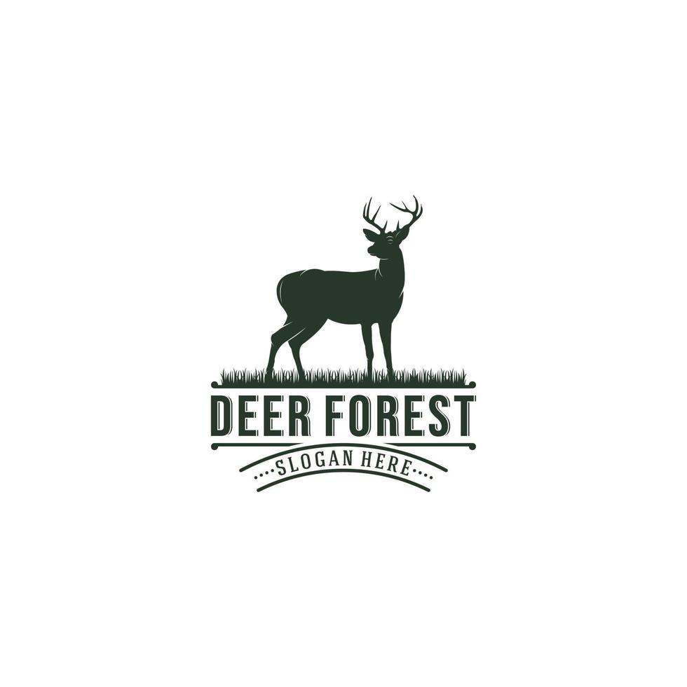 deer forest logo template in white background vector