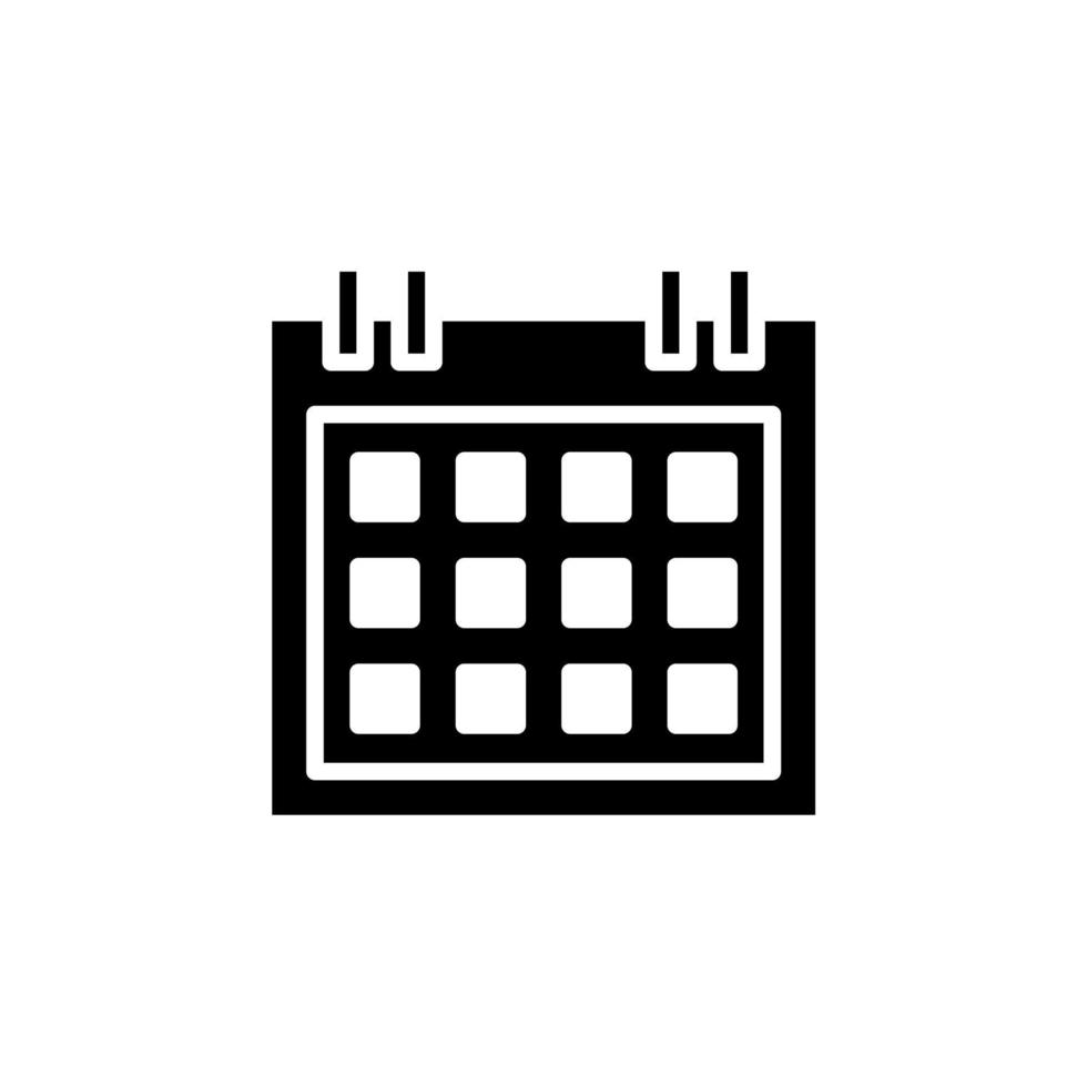 calendario, horario, icono sólido de fecha, vector, ilustración, plantilla de logotipo. adecuado para muchos propósitos. vector