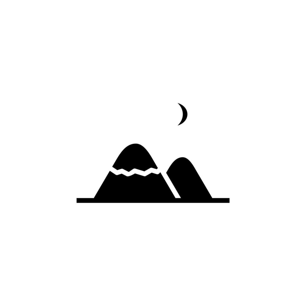 montaña, colina, monte, pico icono sólido, vector, ilustración, plantilla de logotipo. adecuado para muchos propósitos. vector