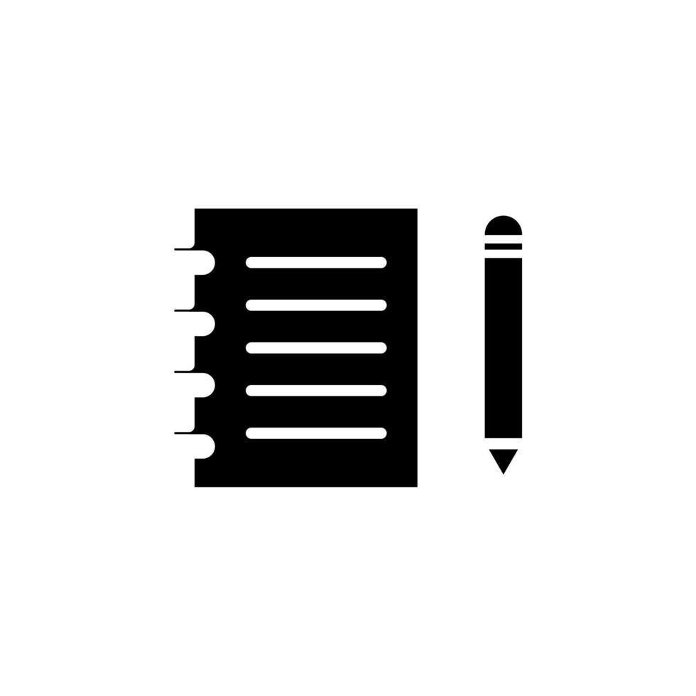 notas, bloc de notas, cuaderno, memo, diario, icono sólido de papel, vector, ilustración, plantilla de logotipo. adecuado para muchos propósitos. vector