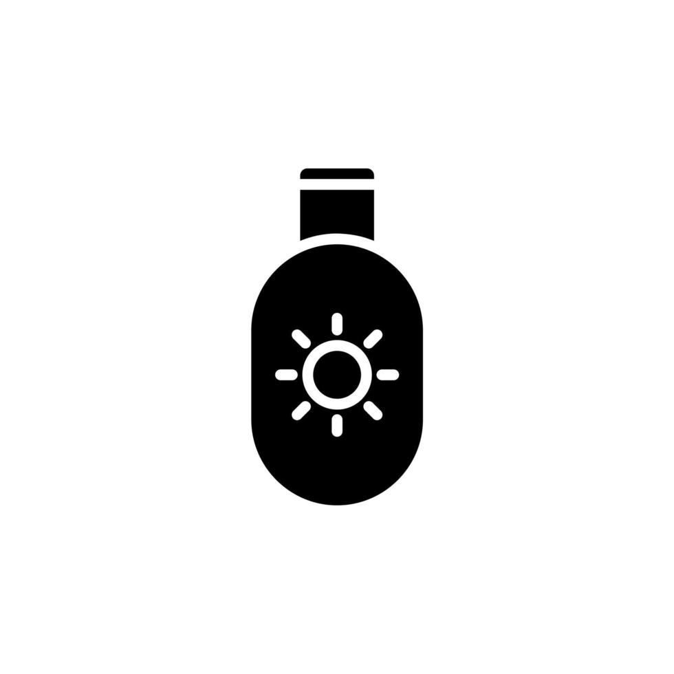 bloqueador solar, protector solar, loción, icono sólido de verano, vector, ilustración, plantilla de logotipo. adecuado para muchos propósitos. vector