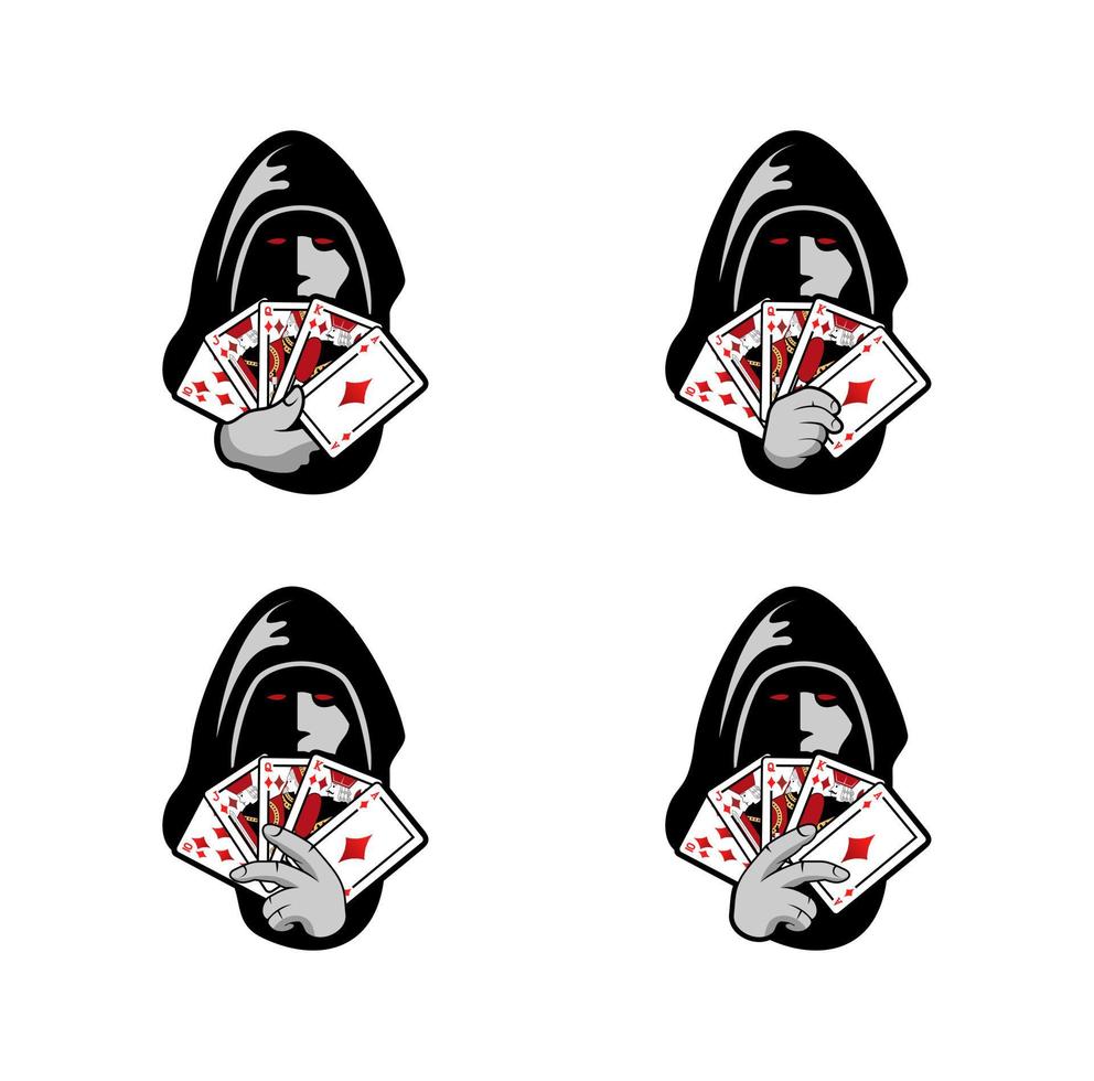 Poker logo character design illustration vector