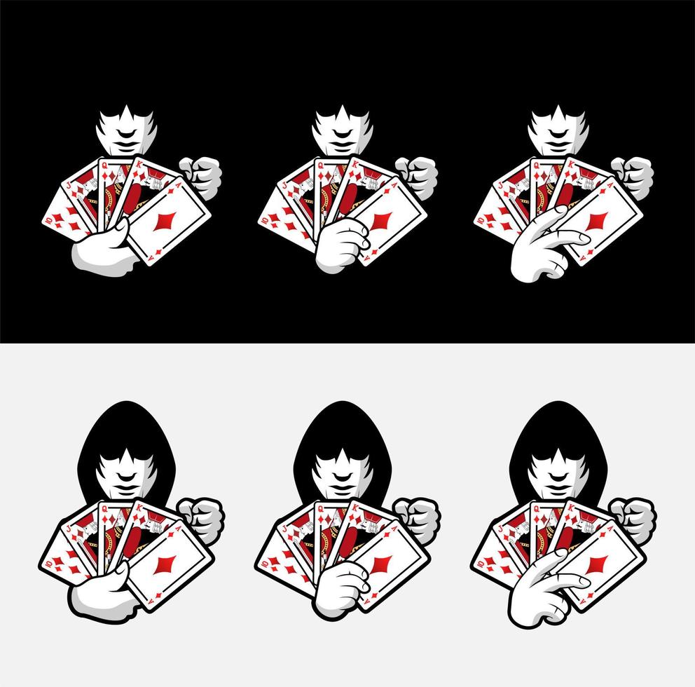 Poker logo character design illustration vector