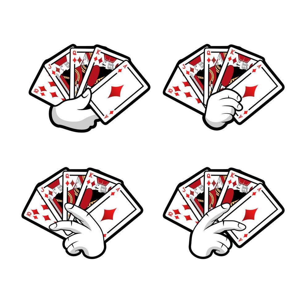 Hand holding diamonds card suit design illustration vector