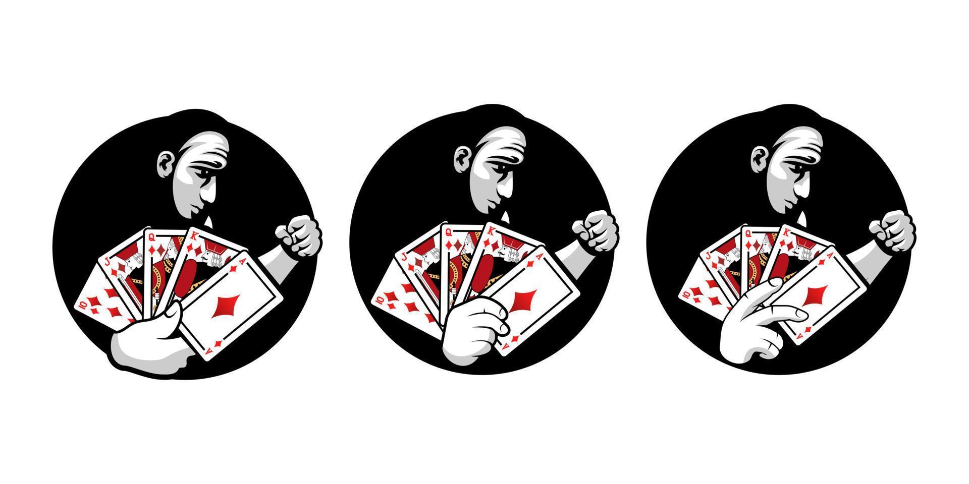 Poker logo character design illustration vector