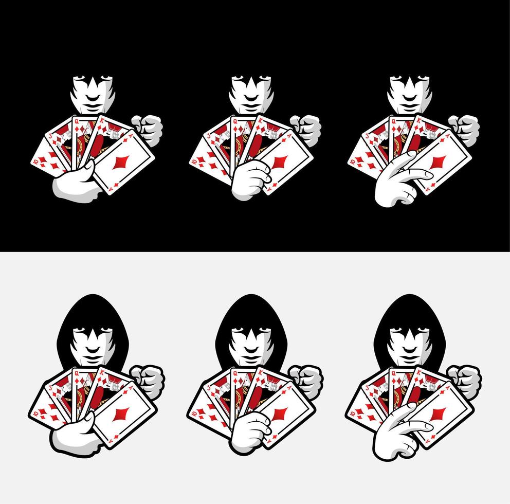 Poker logo character design illustration vector