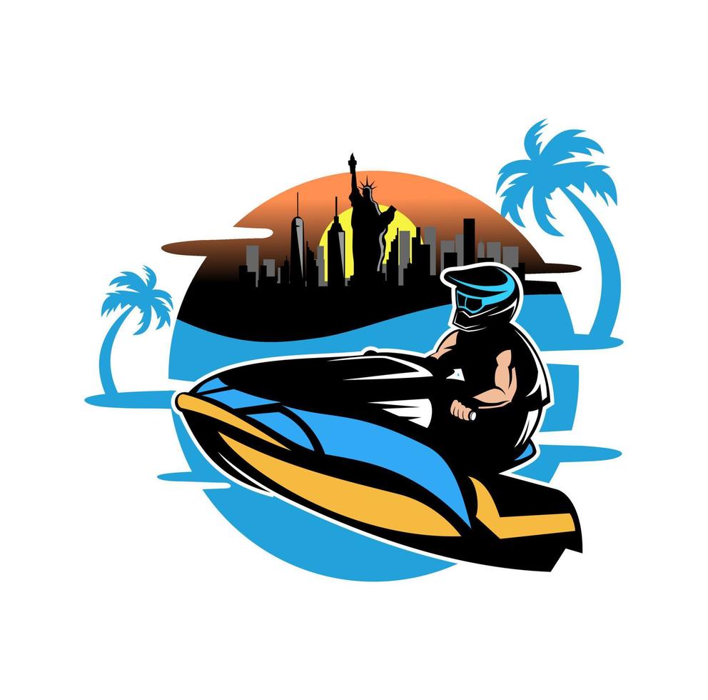 Jetski rider design illustration vector