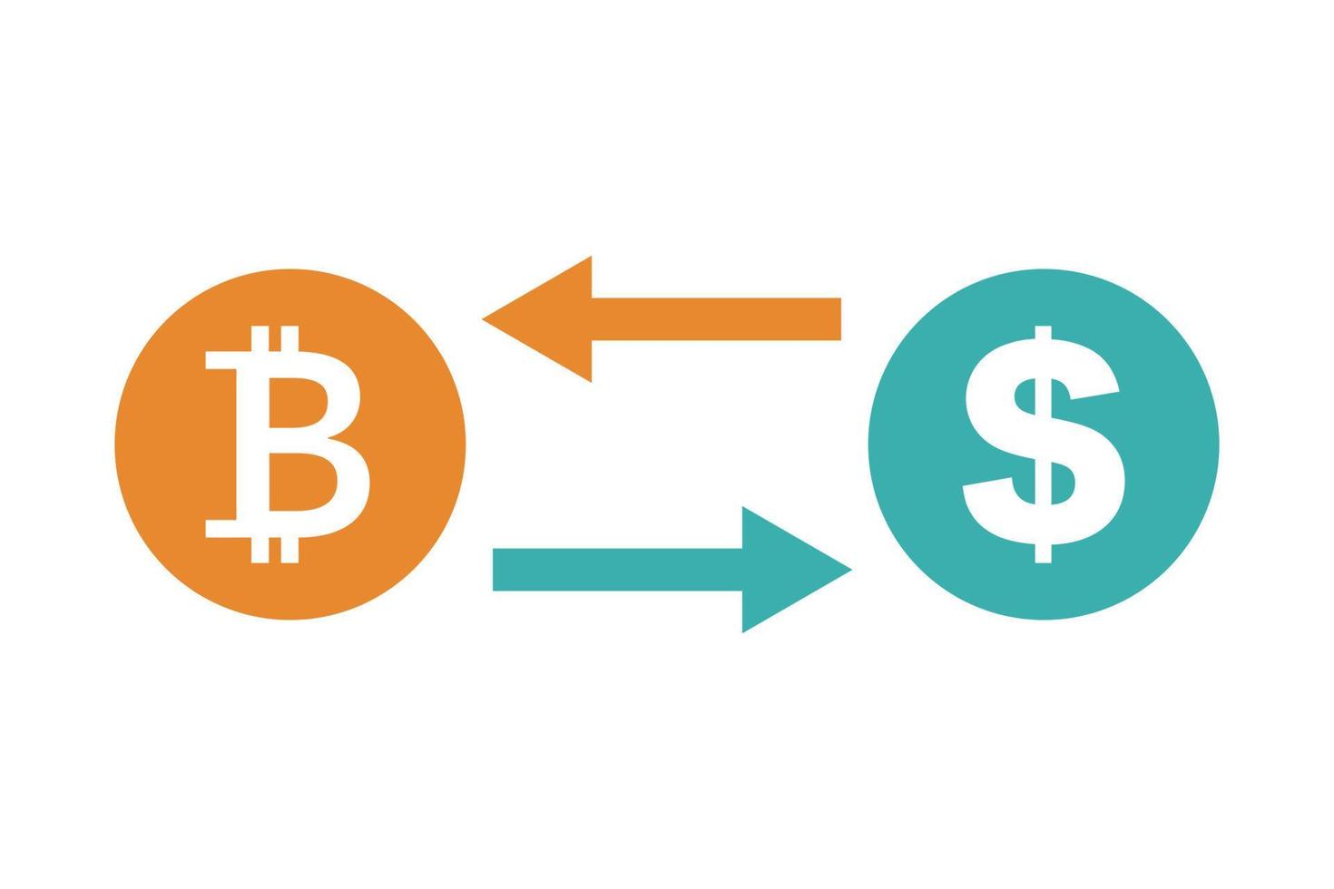 Exchange of bitcoin for dollar. Vector. vector