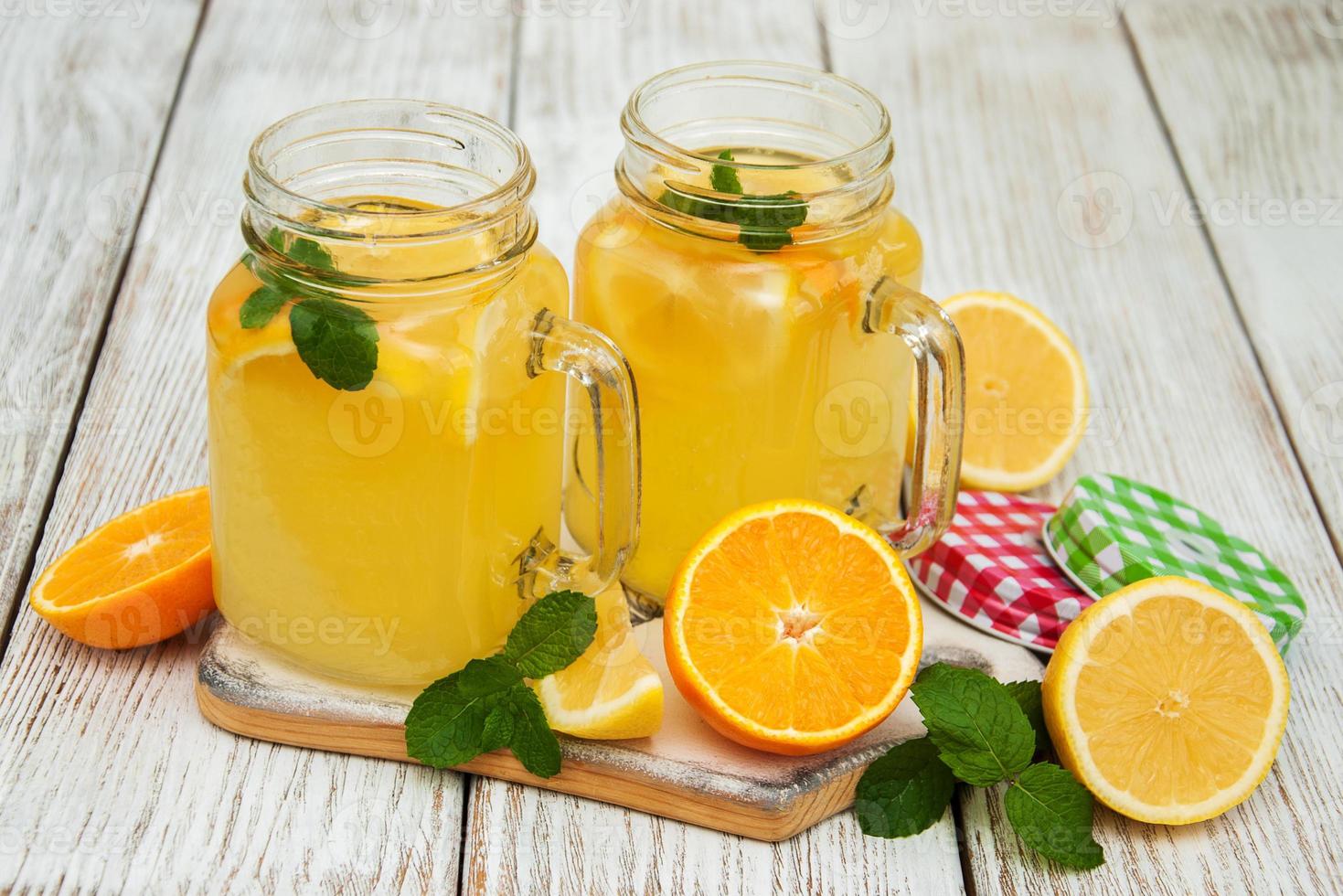 Jars with lemonade photo