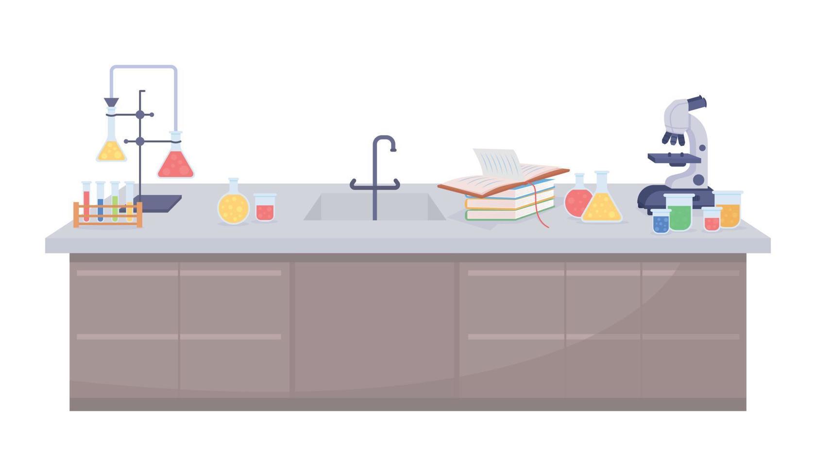 Laboratory desk semi flat color vector item