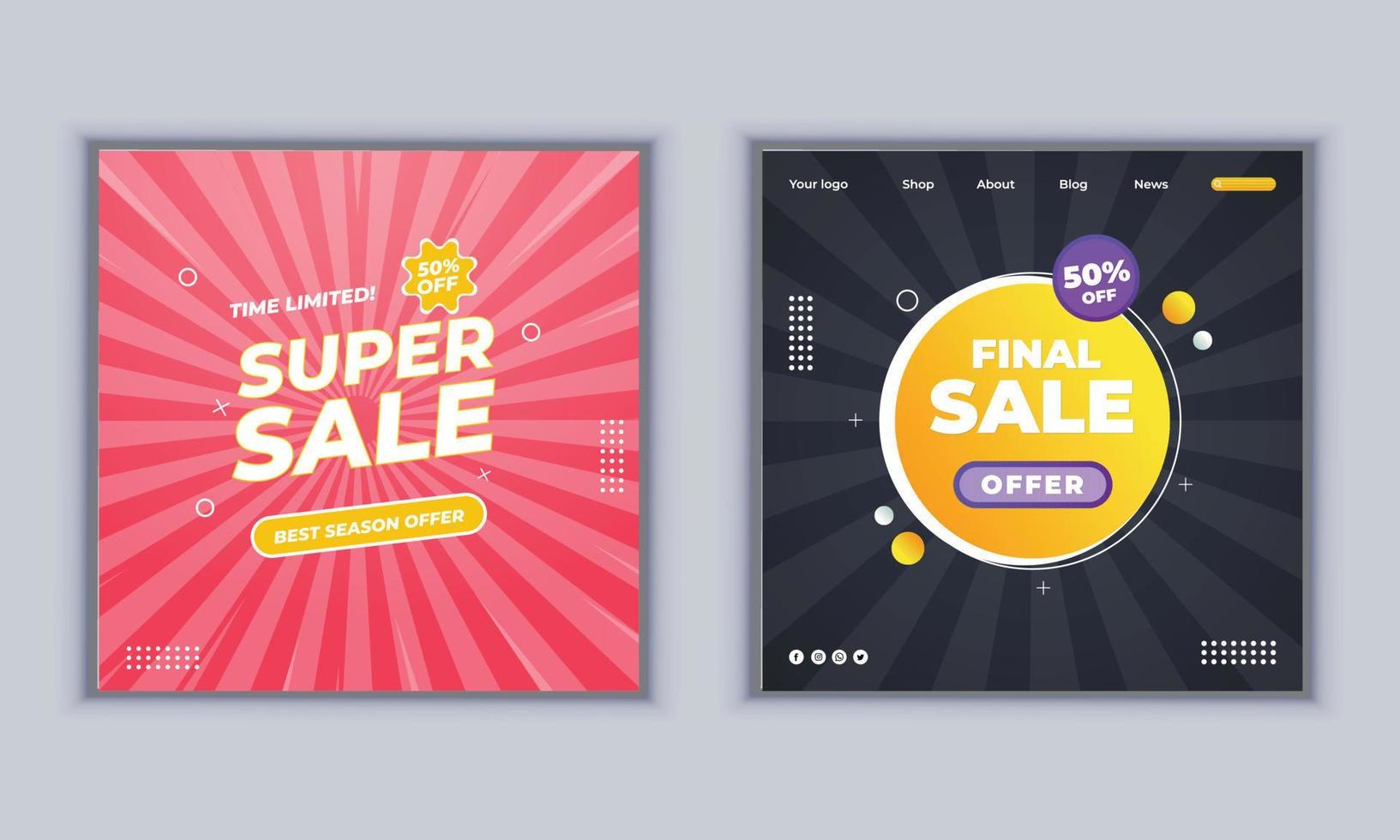 Modern Sale Banner Design. Social Media Post Banner Design. Vector Template