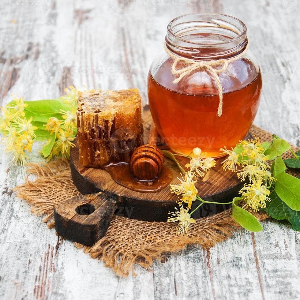 Honey and  linden flowers photo