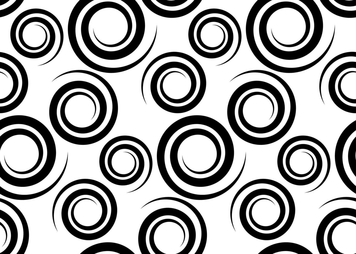 seamless pattern with black spiral curls, swirl ornament, vector isolated on white background