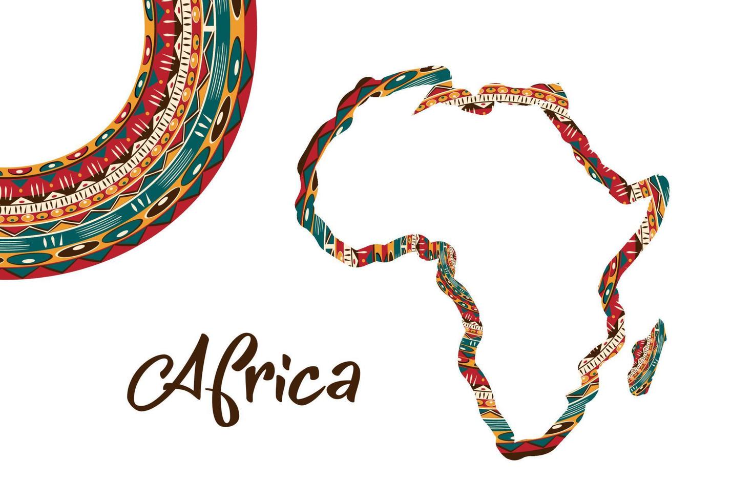 mapa estampado de áfrica. banner con patrón africano tribal tradicional grunge, elementos, diseño conceptual. vector aislado sobre fondo blanco