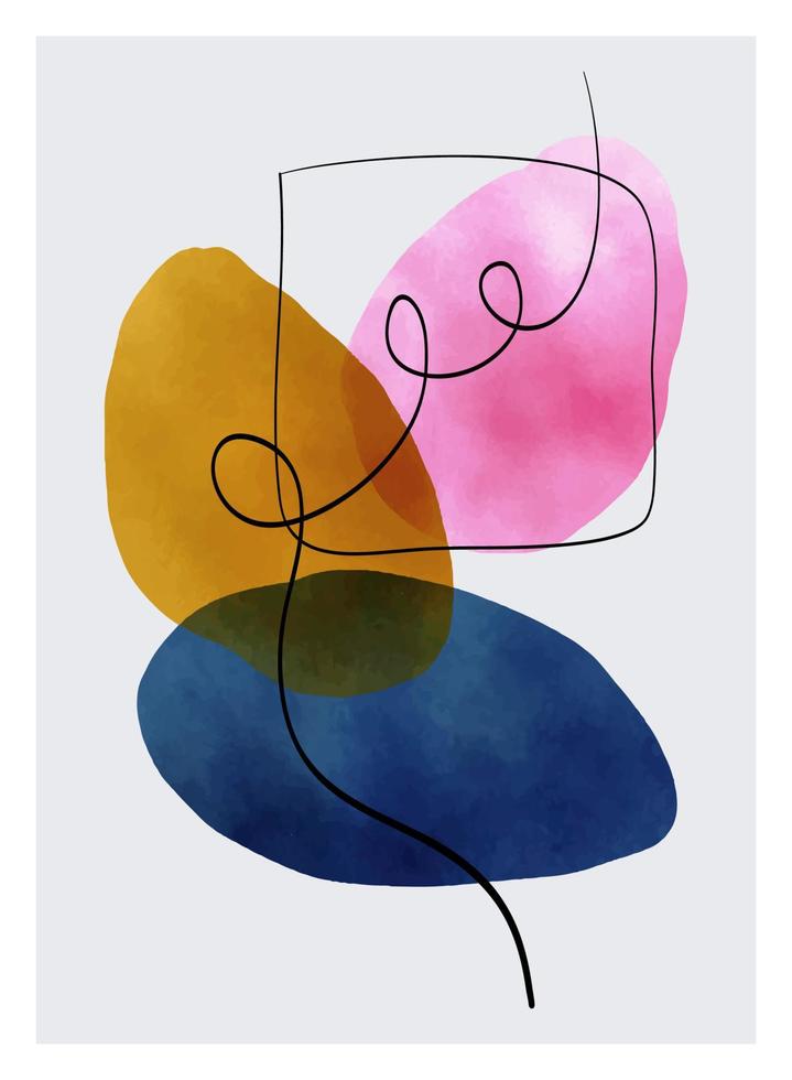 abstracto moderno moderno de moda. conjunto de vectores de ilustraciones minimalistas creativas pintadas a mano para redes sociales, decoración de paredes, diseño de portada de tarjetas postales o folletos