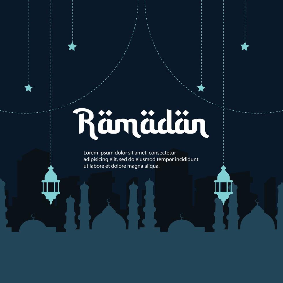 Ramadan banner design template. Golden islamic ornament vector