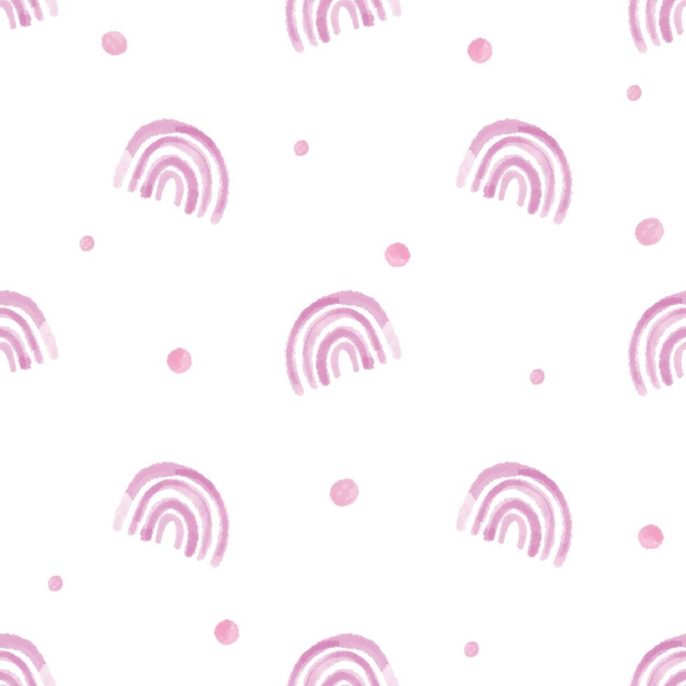 seamless valentine day pattern background with hand draw pink rainbow , kids pattern vector